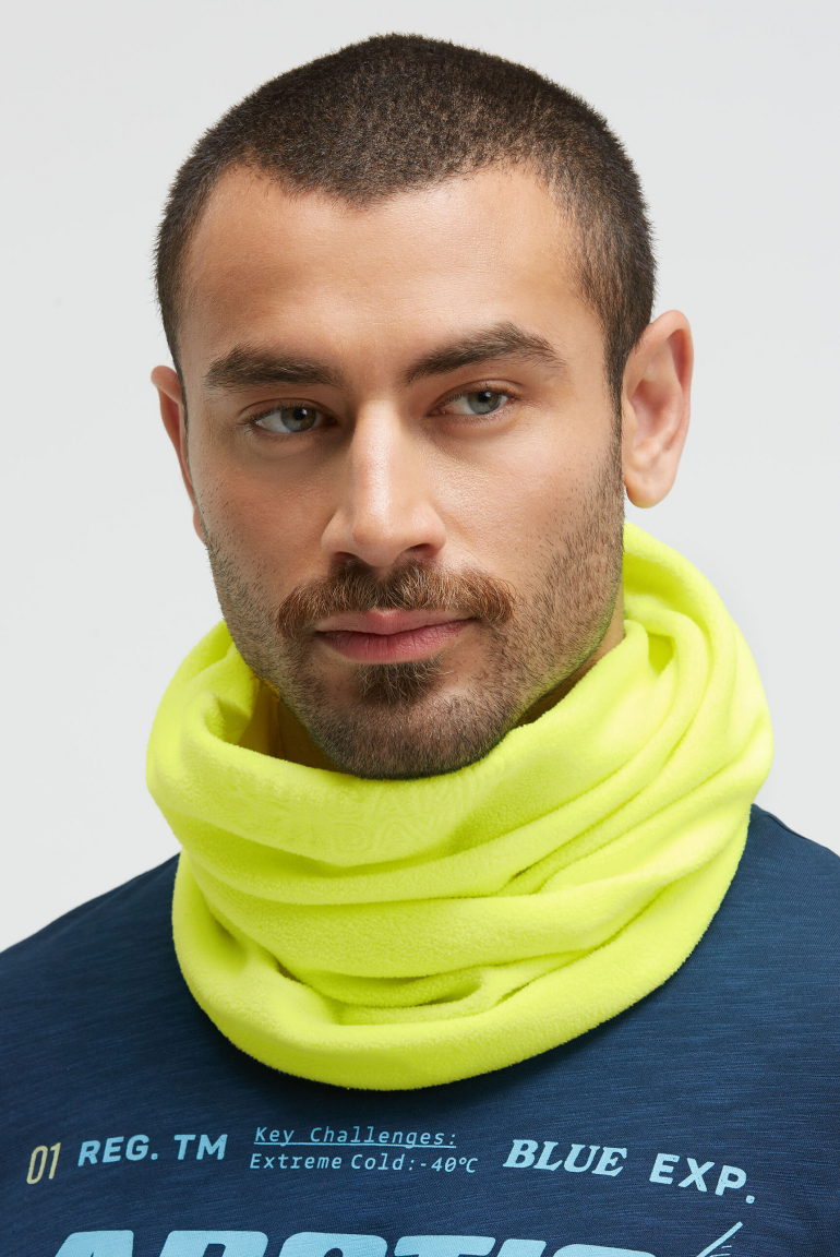 Loop Schal aus Fleece mit Logo-Prägung neon yellow