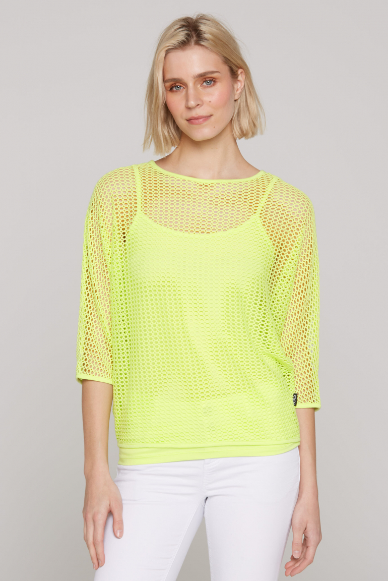 Mesh-Sweatshirt mit tonigem Top, 2-teilig summer lime