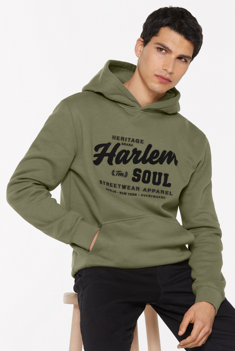 MON-TEL Hoodie mit Frottee-Logo deep khaki