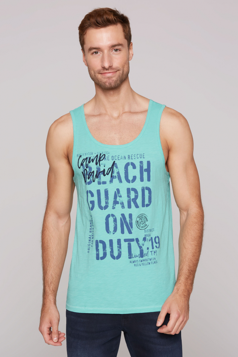 Muskelshirt aus Flammgarn mit Label Print flash aqua