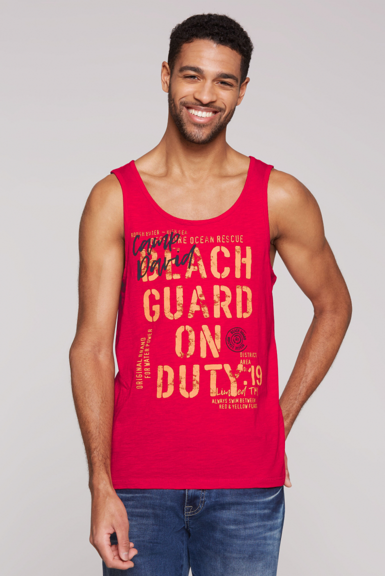 Muskelshirt aus Flammgarn mit Label Print speed red