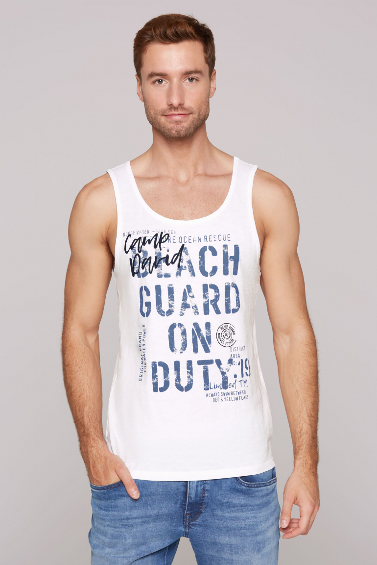 Muskelshirt aus Flammgarn mit Label Print opticwhite