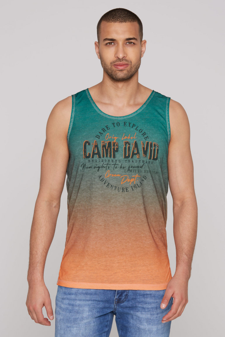 Muskelshirt Dip Dye mit Ausbrenner-Effekten evergreen/ sunstone