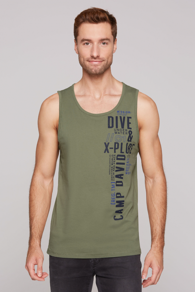 Muskelshirt mit Label Print green olive