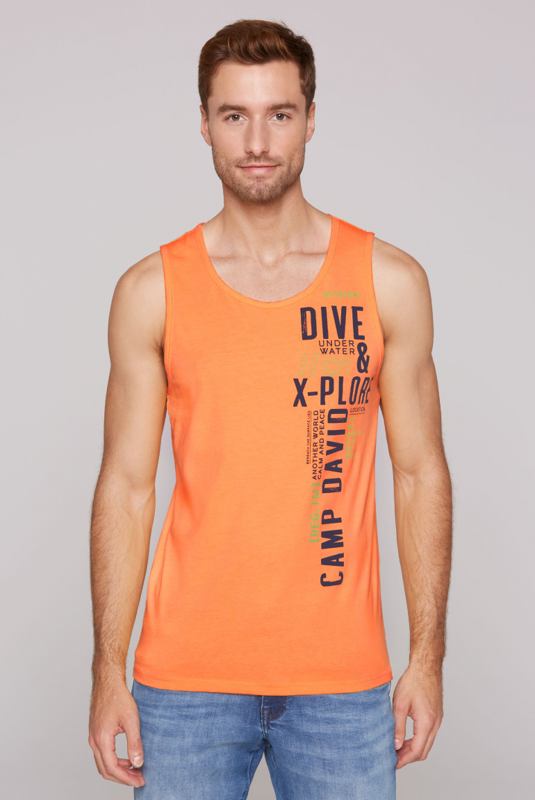 Muskelshirt mit Label Print sunrise neon