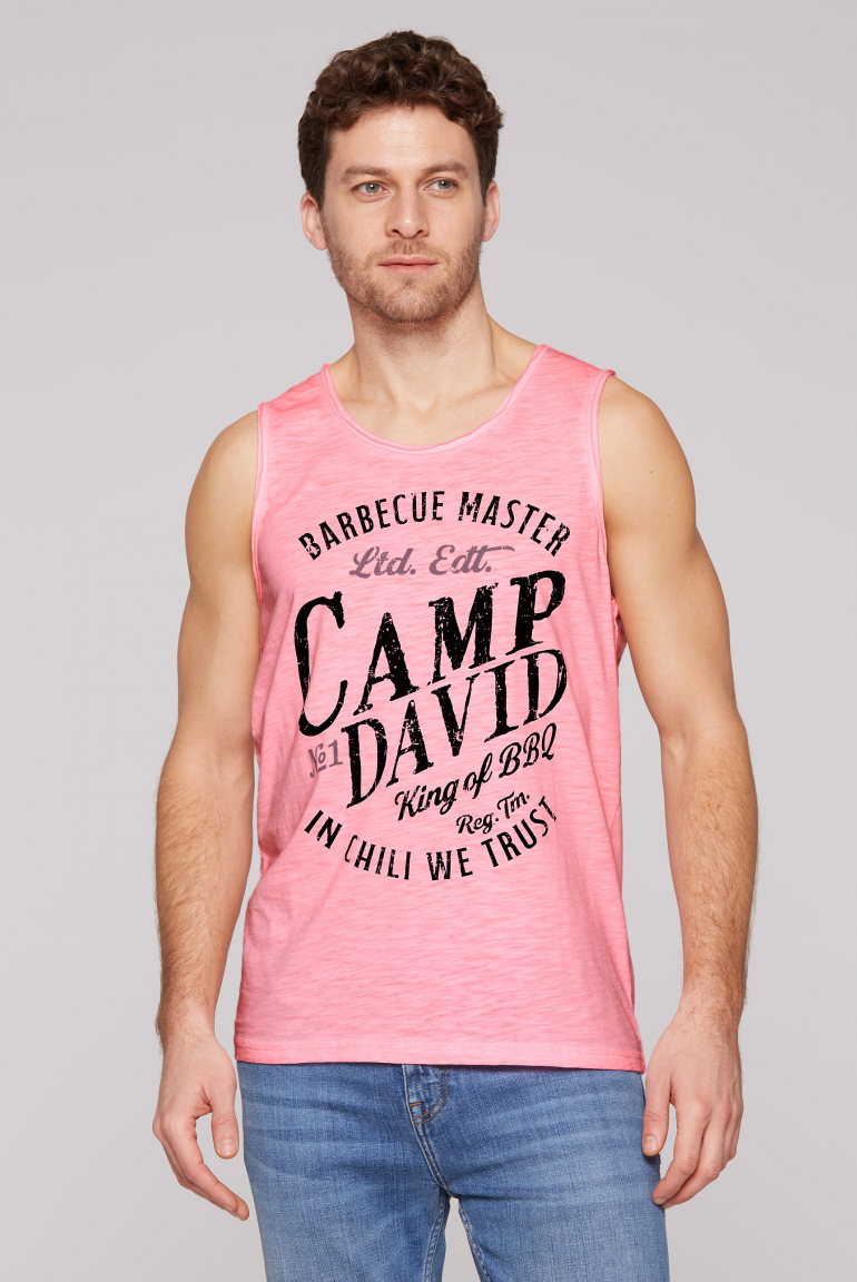 Muskelshirt mit Label Print im Used Look neon punch