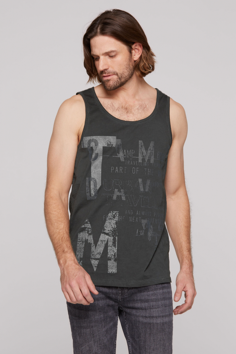 Muskelshirt mit Print im Used Look black