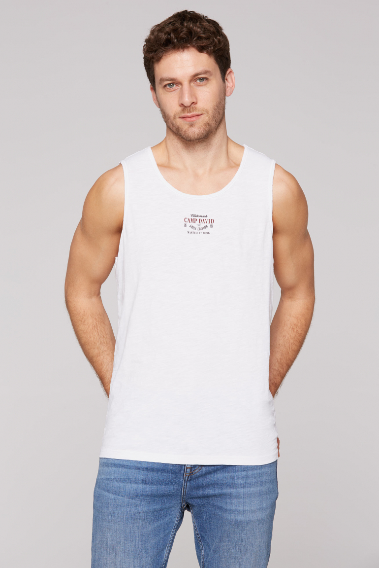 Muskelshirt mit Rücken-Print im Used Look opticwhite