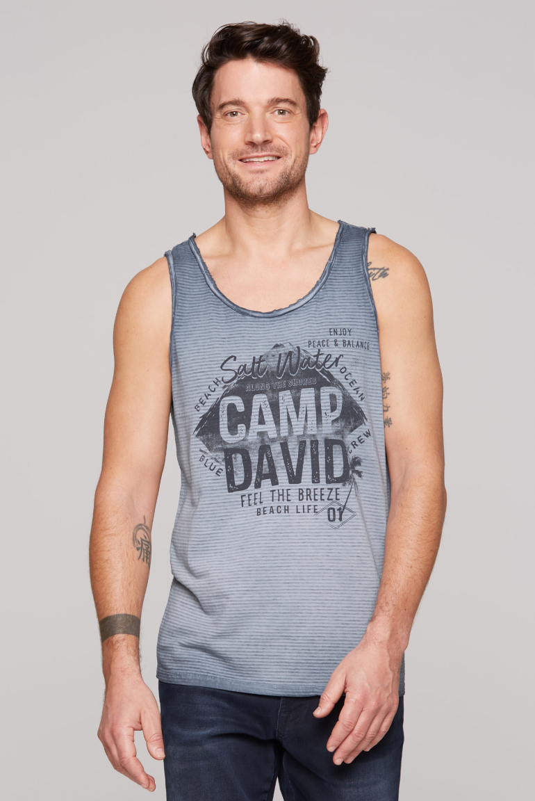 Muskelshirt mit Strukturstreifen und Logo Prints surf grey