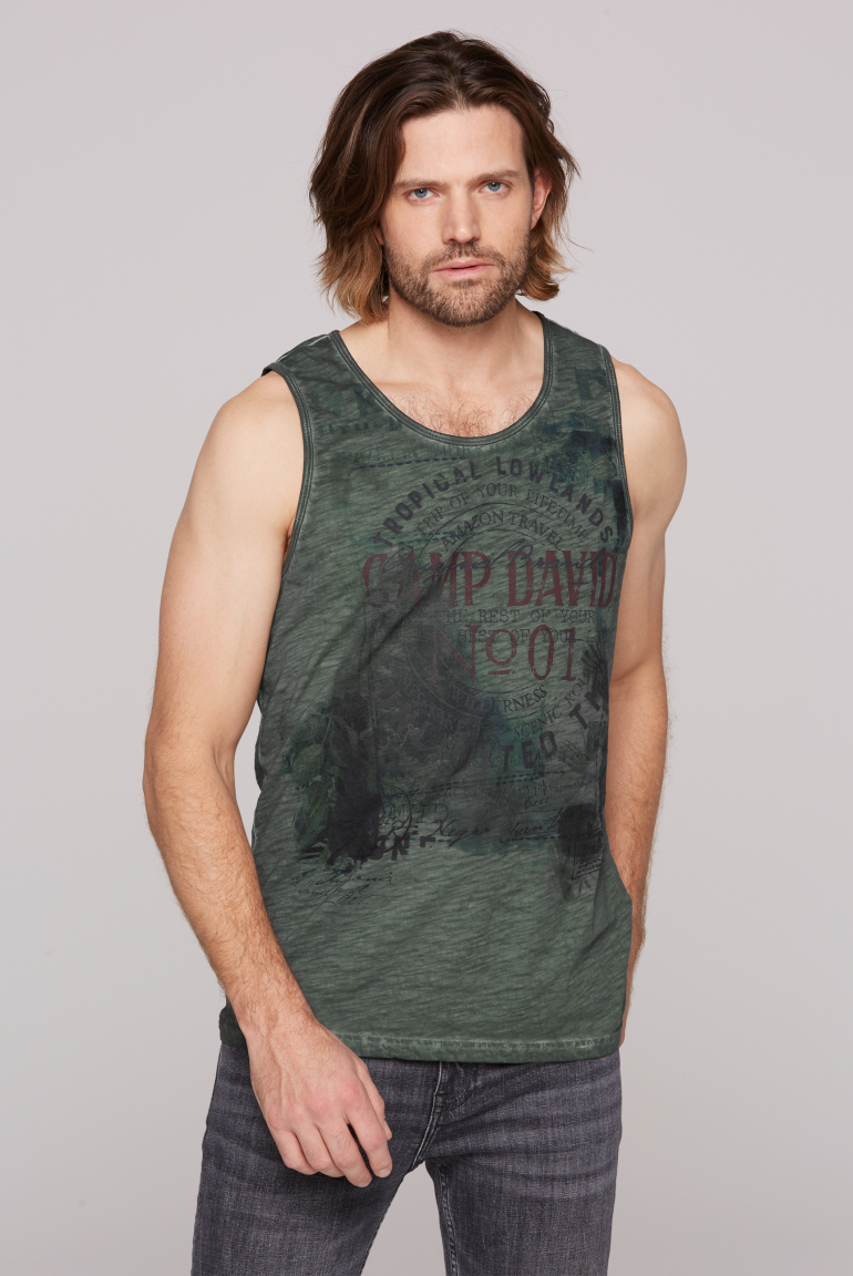Muskelshirt Oil Dyed mit Photoprint green shadow