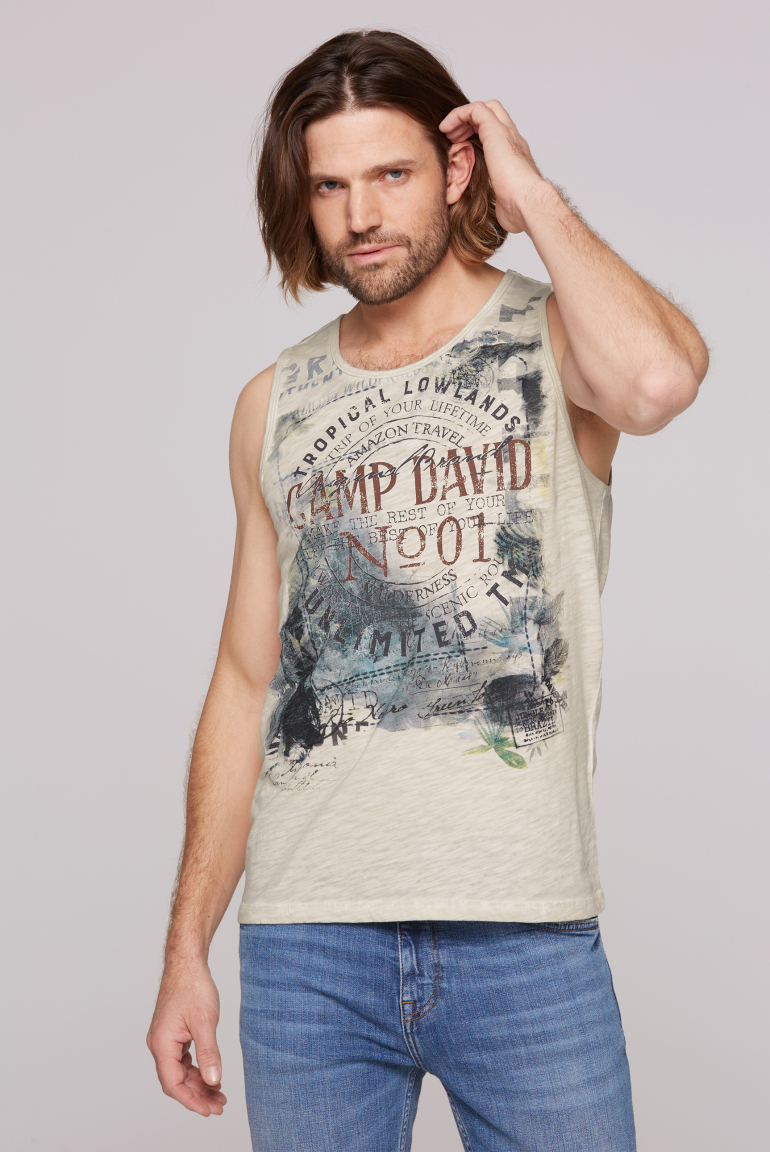 Muskelshirt Oil Dyed mit Photoprint silvery