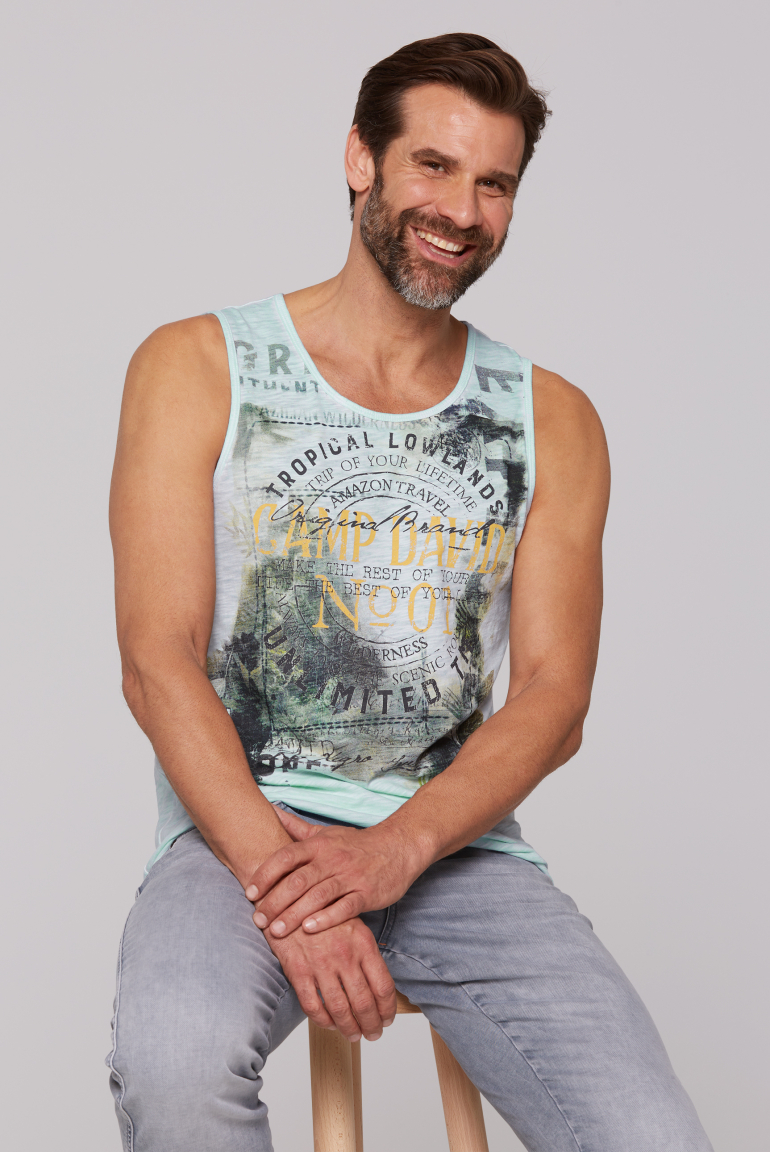 Muskelshirt Oil Dyed mit Photoprint fresh breeze