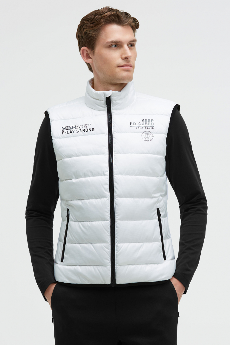 Outdoor-Weste im Materialmix mit Shiny Prints opticwhite