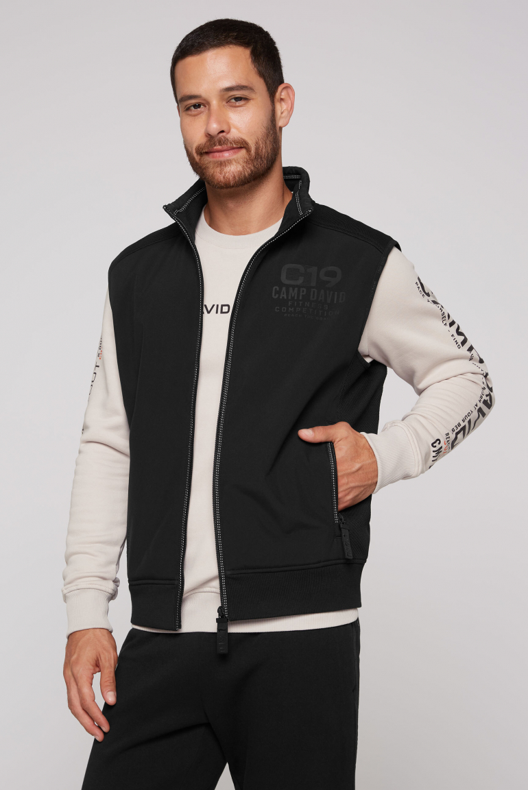 Outdoorweste im tonigen Materialmix black