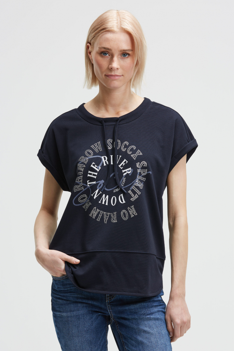 Oversized-Shirt mit Artwork aus Schmucksteinen blue navy