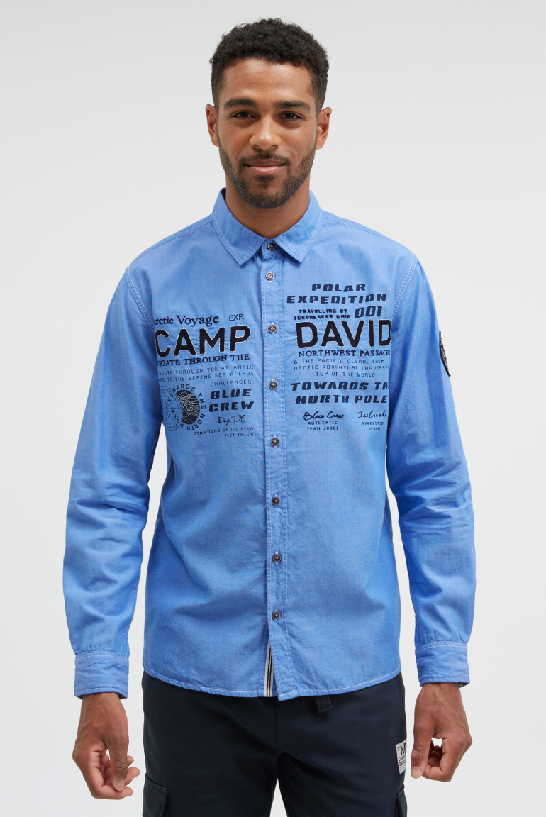 Oxford-Langarmhemd mit Label-Applikationen light blue