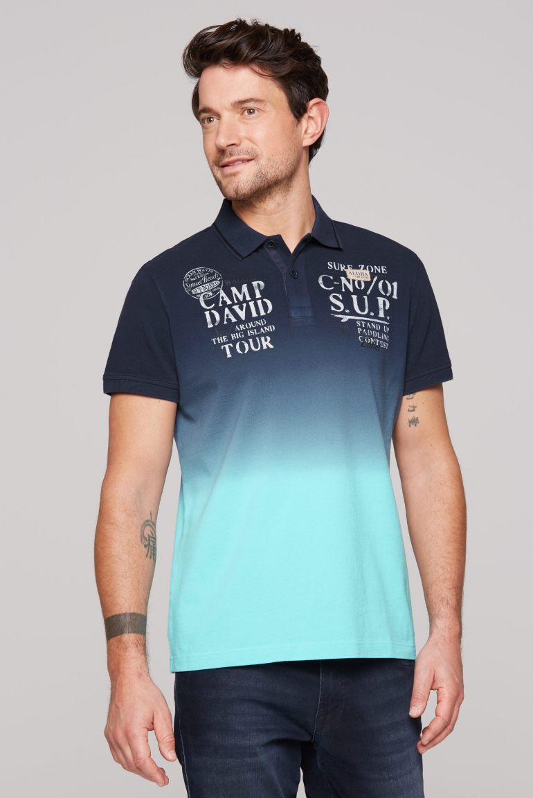 Pikee-Polo Dip Dye mit Artworks blue navy