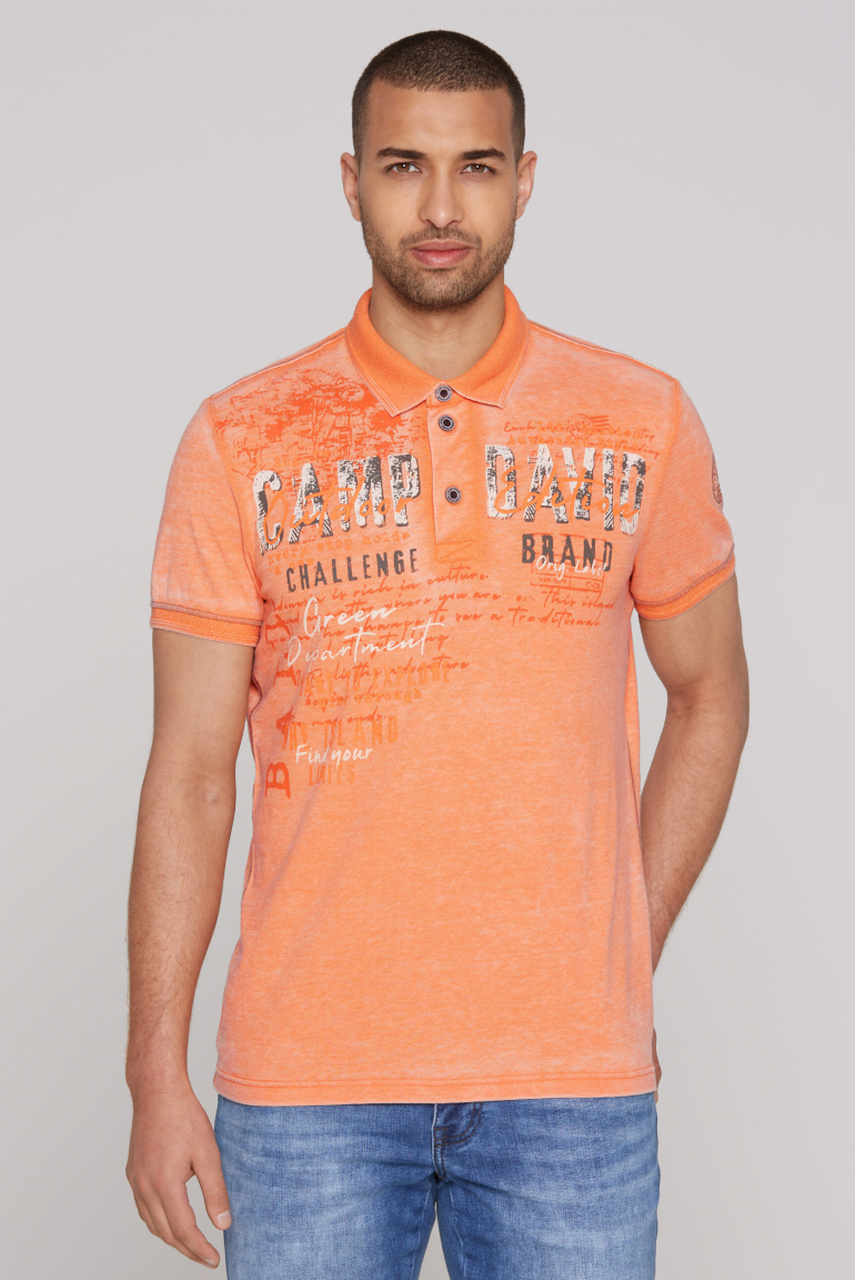 Pikee-Polo im Used Look mit Logo Artworks sunstone
