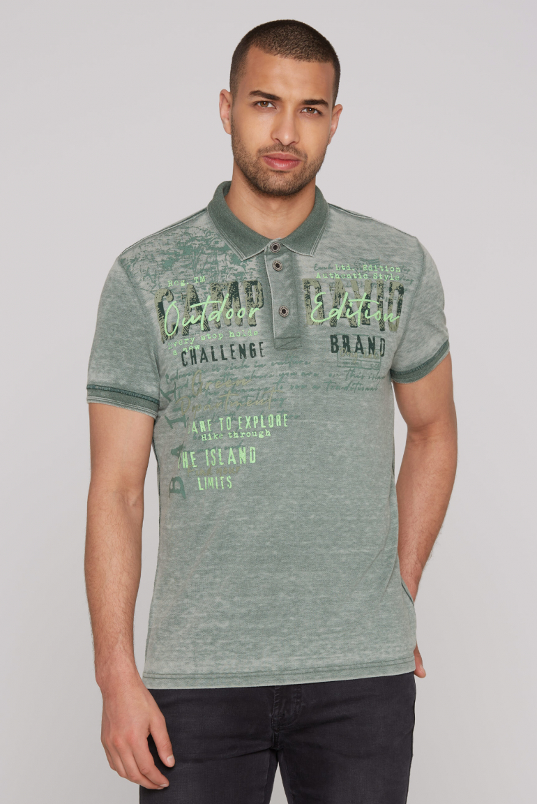 Pikee-Polo im Used Look mit Logo Artworks evergreen