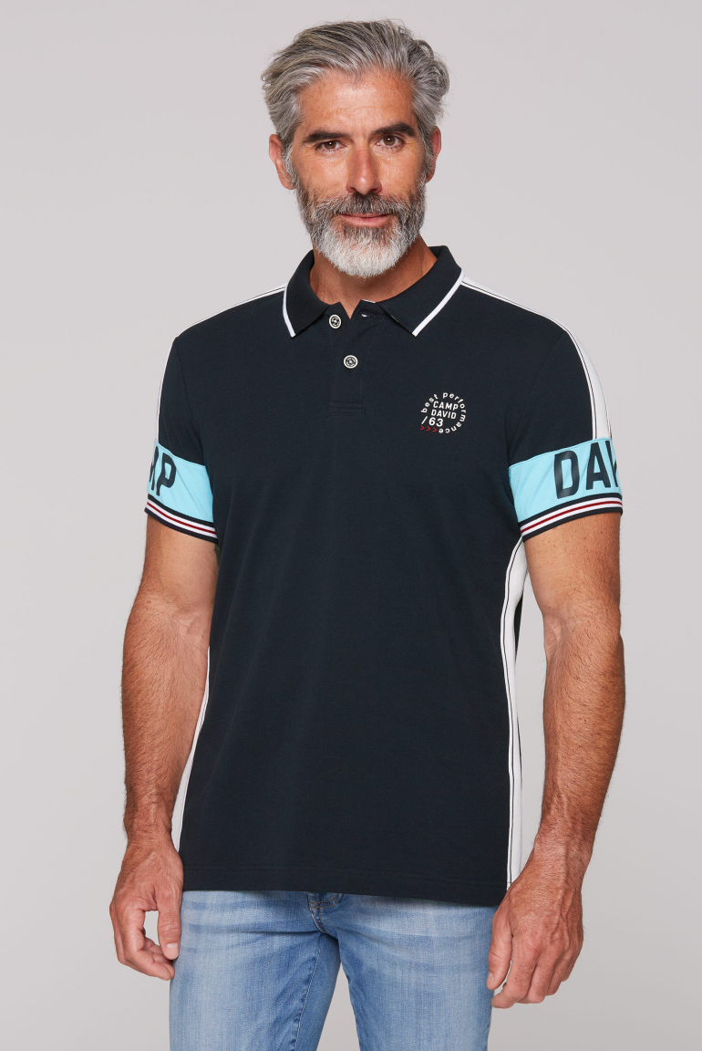 Pikee-Polo mit Ärmel-Artwork und Tapes blue navy