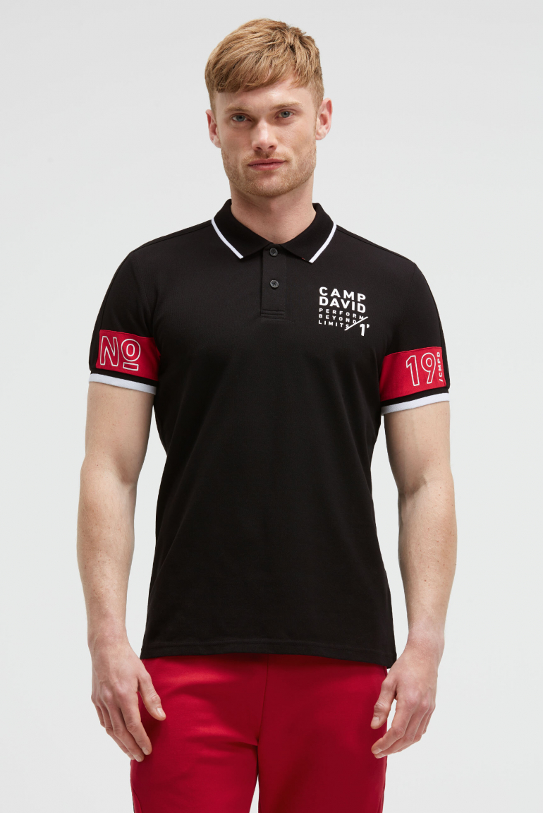 Pikee-Polo mit Colour-Blocking black