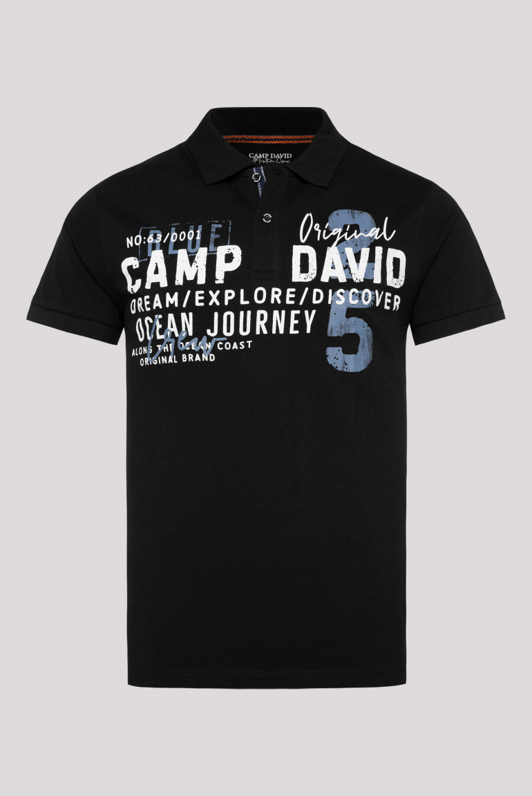 Pikee-Polo mit Logo Print black