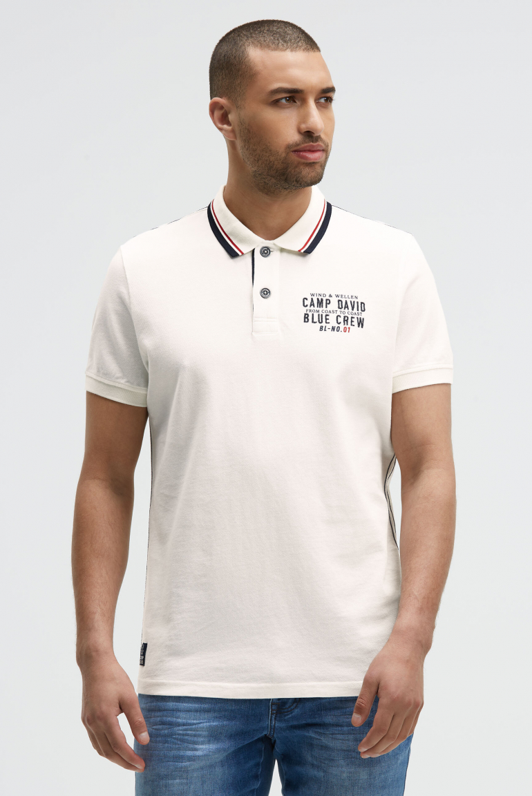Pikee-Polo mit Logo-Stickerei ivory