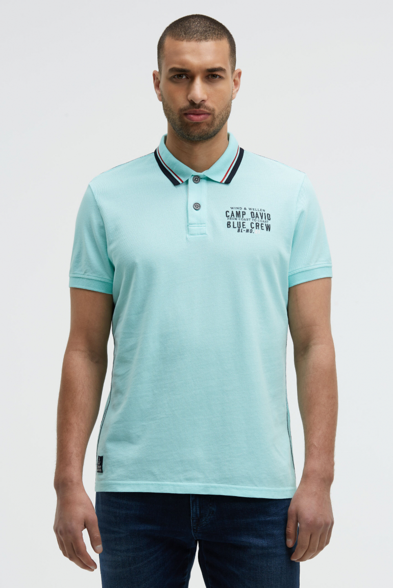 Pikee-Polo mit Logo-Stickerei new aqua