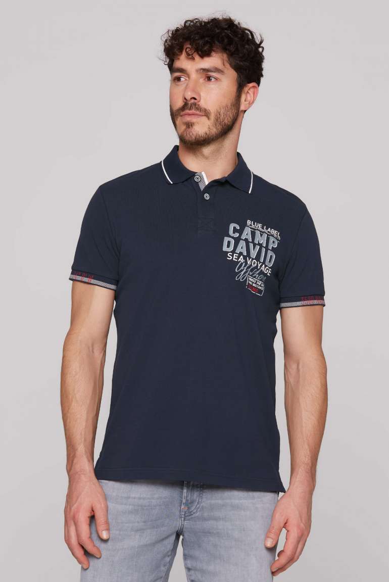 Pikee-Polo mit Rubber Artwork und Two-Tone-Details blue navy