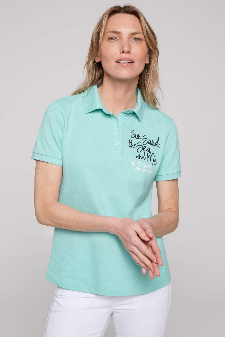 Pikee-Polo mit Rücken-Artwork flash aqua