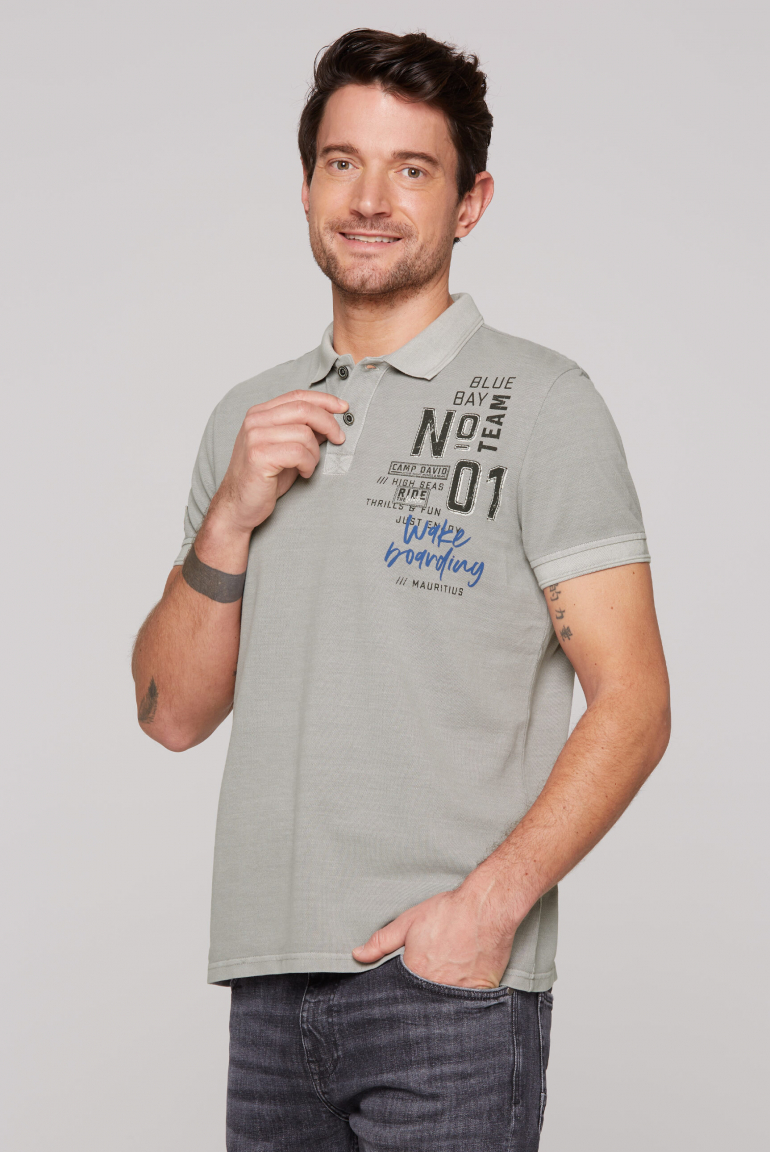 Poloshirt aus Pikee mit Label Prints shadow