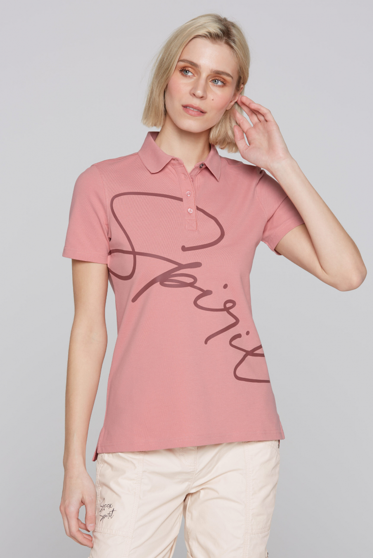 Poloshirt Kurzarm mit Label Print beachy red