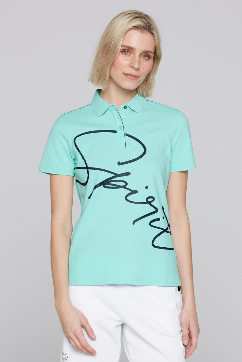 Poloshirt Kurzarm mit Label Print aqua splash