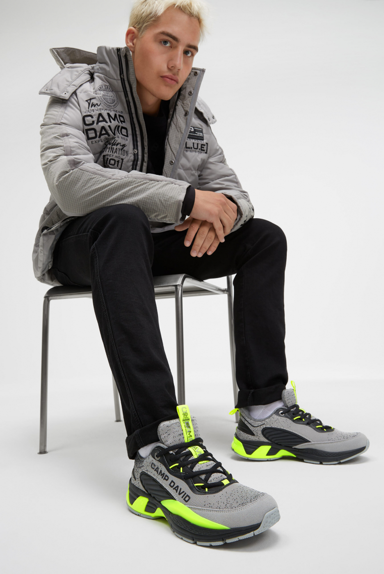 Premium Sneaker mit Jacquard-Design und Rubber Logo storm grey