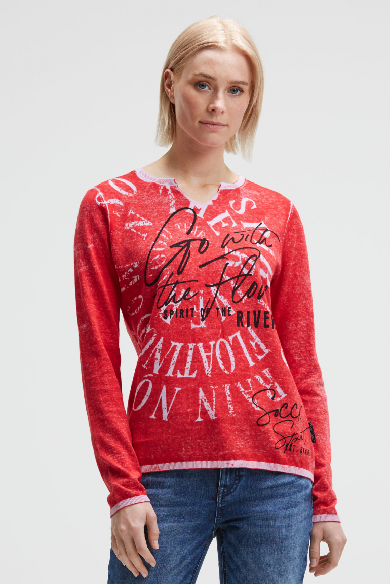 Pullover mit Inside Print und Acid-Effekten red heaven