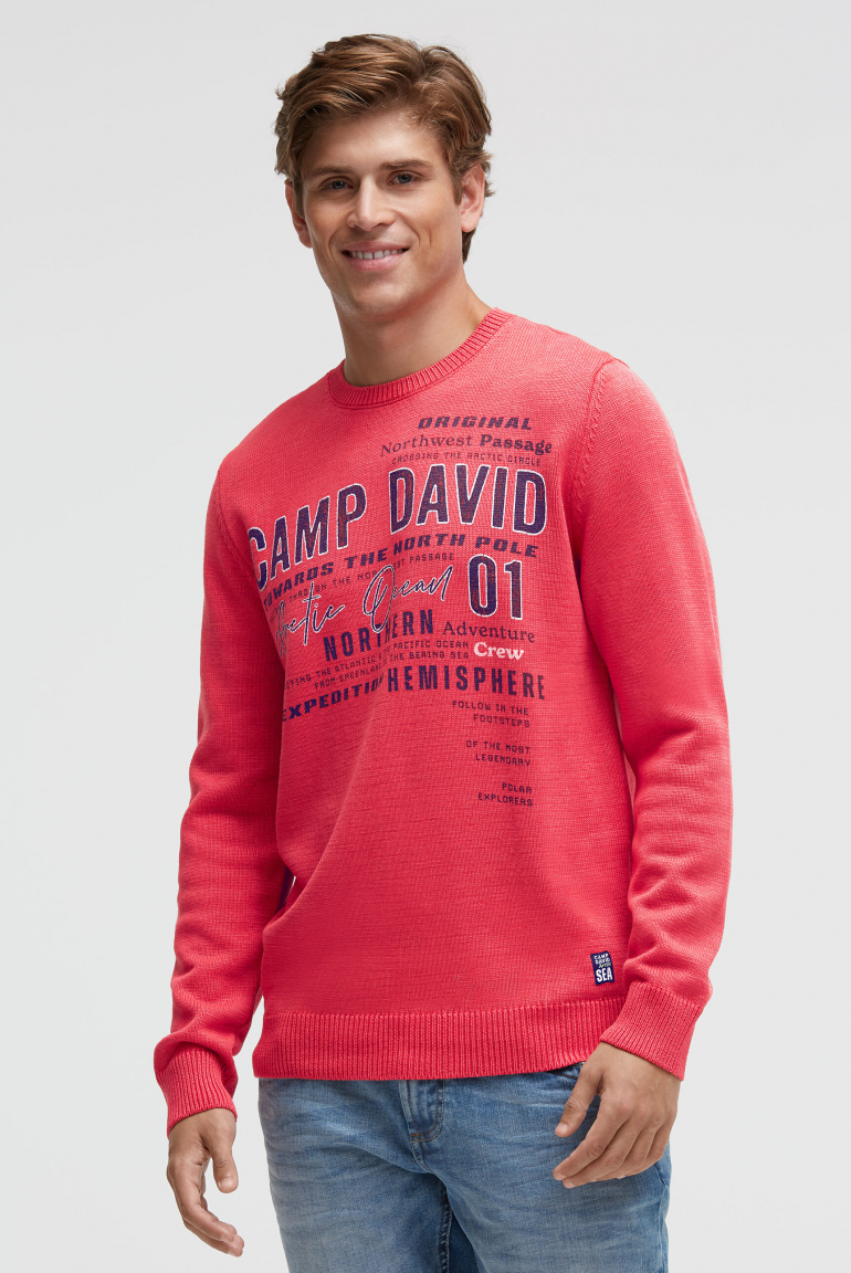 Pullover Rundhals mit Logo Prints royal red