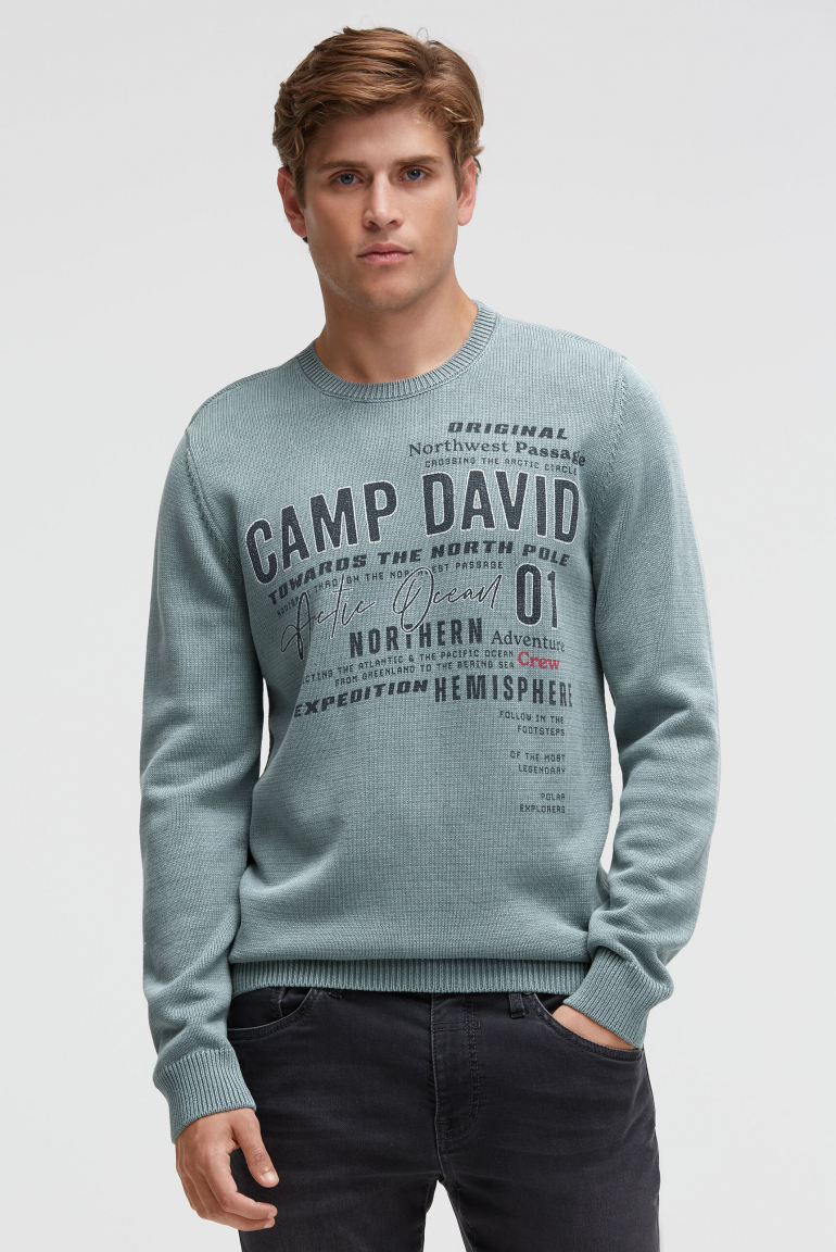 Pullover Rundhals mit Logo Prints teal