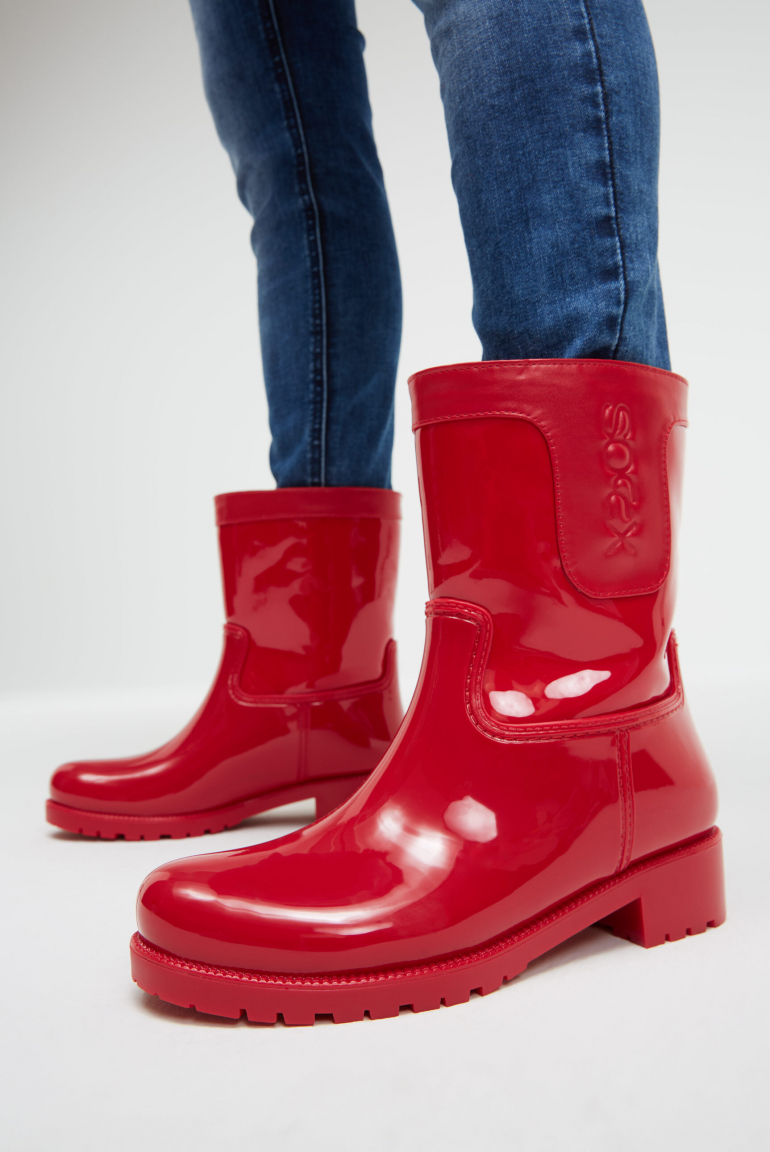Regenstiefel mit Logo-Prägung flame red