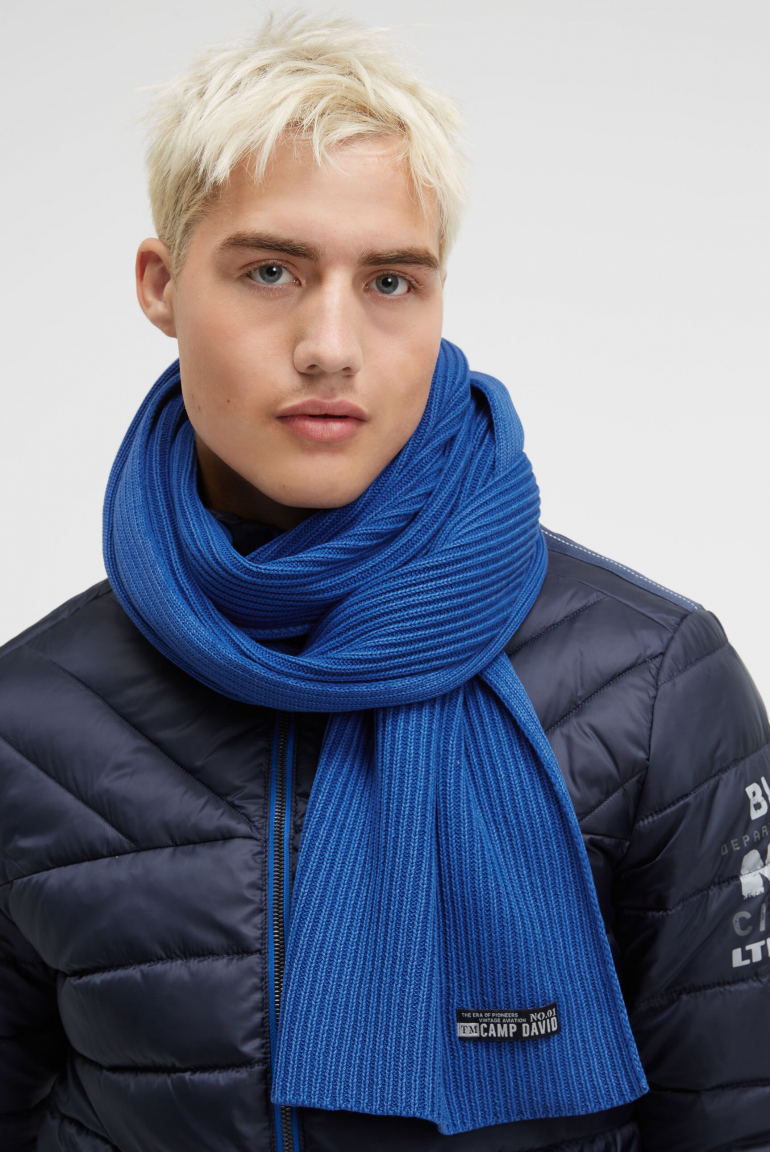 Rippstrickschal Stone Washed flight blue