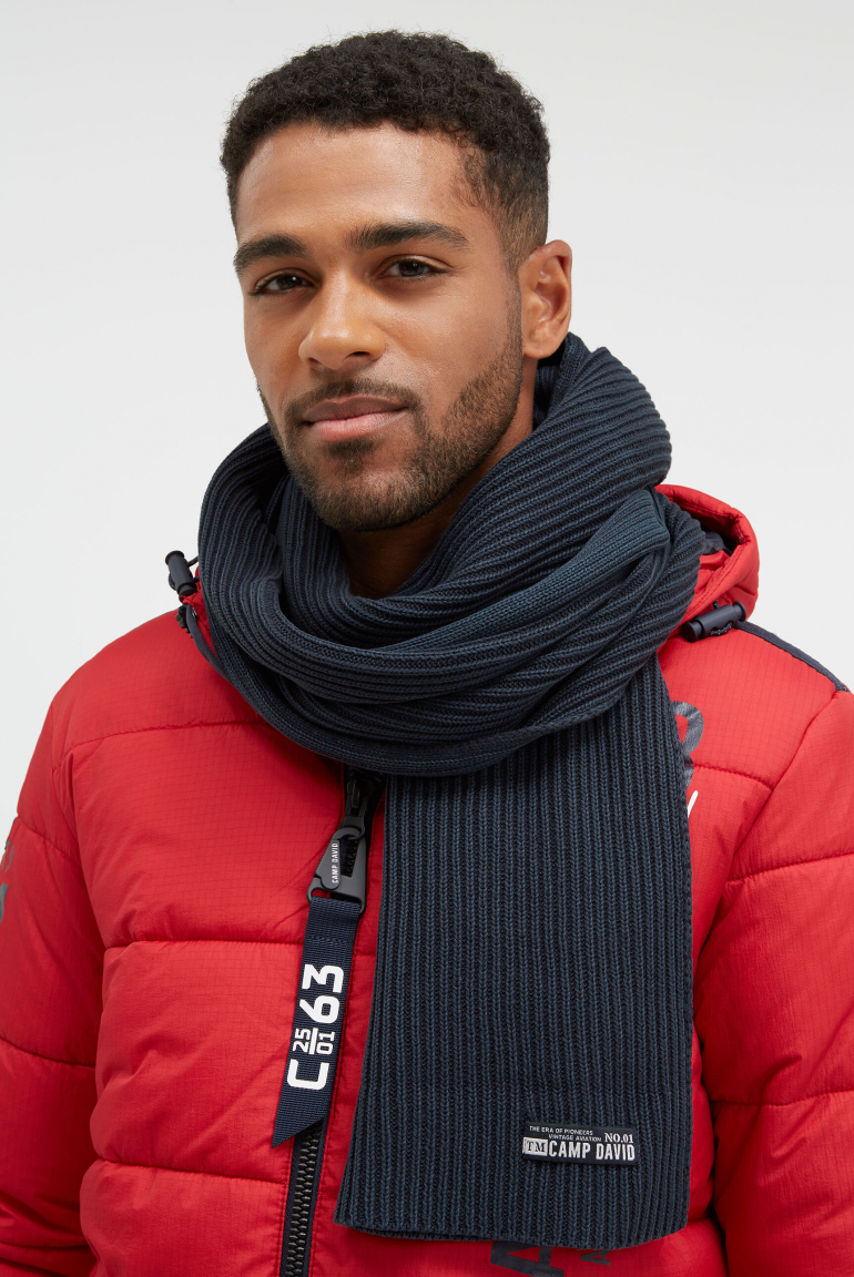 Rippstrickschal Stone Washed cool navy