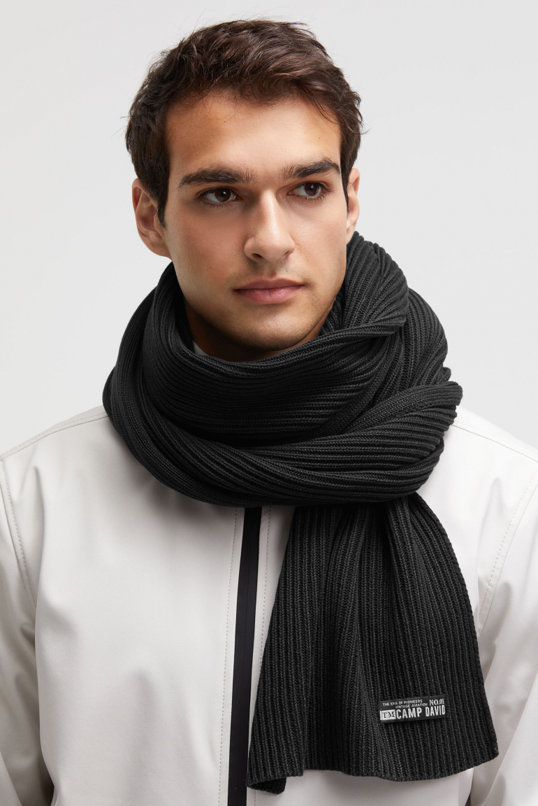 Rippstrickschal Stone Washed black