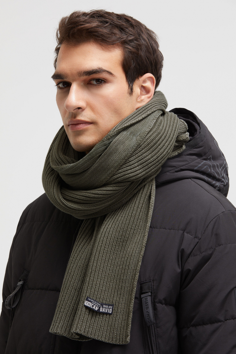 Rippstrickschal Stone Washed medium khaki