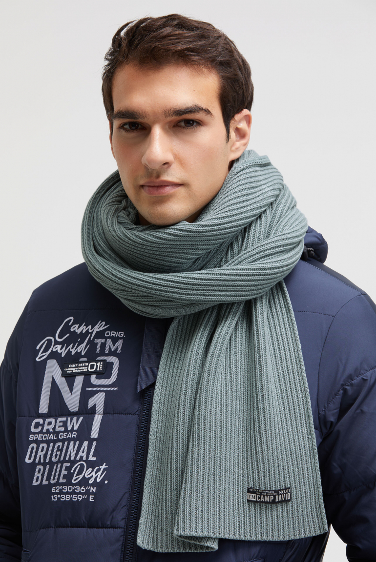 Rippstrickschal Stone Washed teal