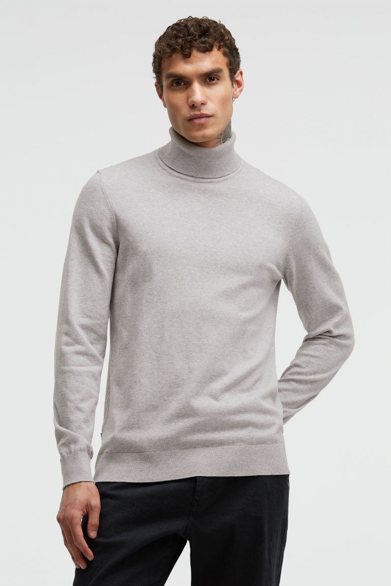 Rollkragenpullover Feinstrick grey melange