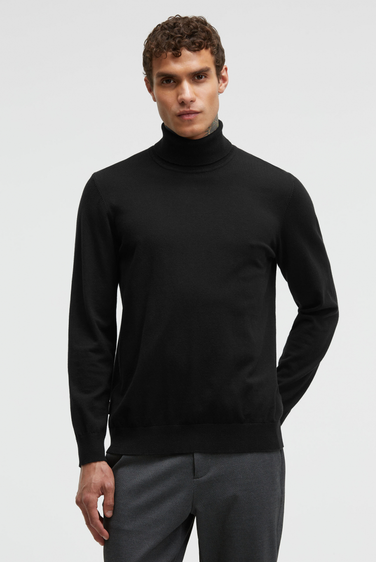 Rollkragenpullover Feinstrick black