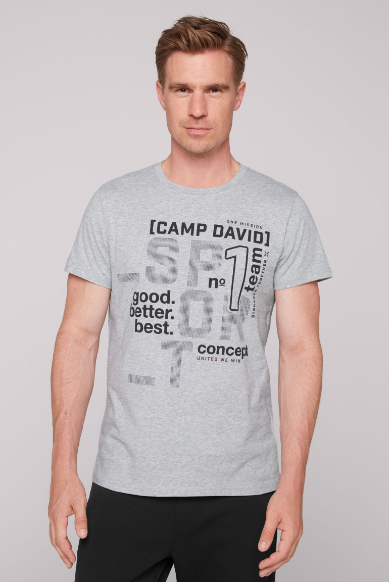 Rundhalsshirt mit Rubber Print grey melange