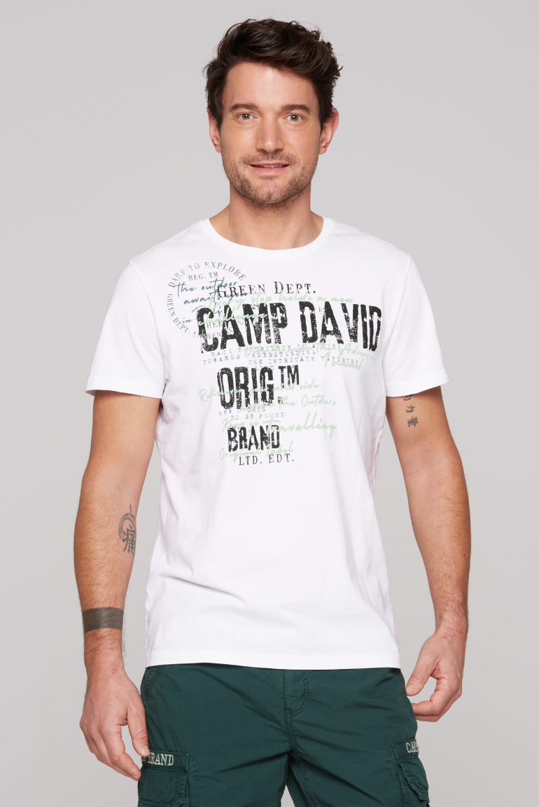 Rundhalsshirt mit Used- und Puffprint-Details opticwhite