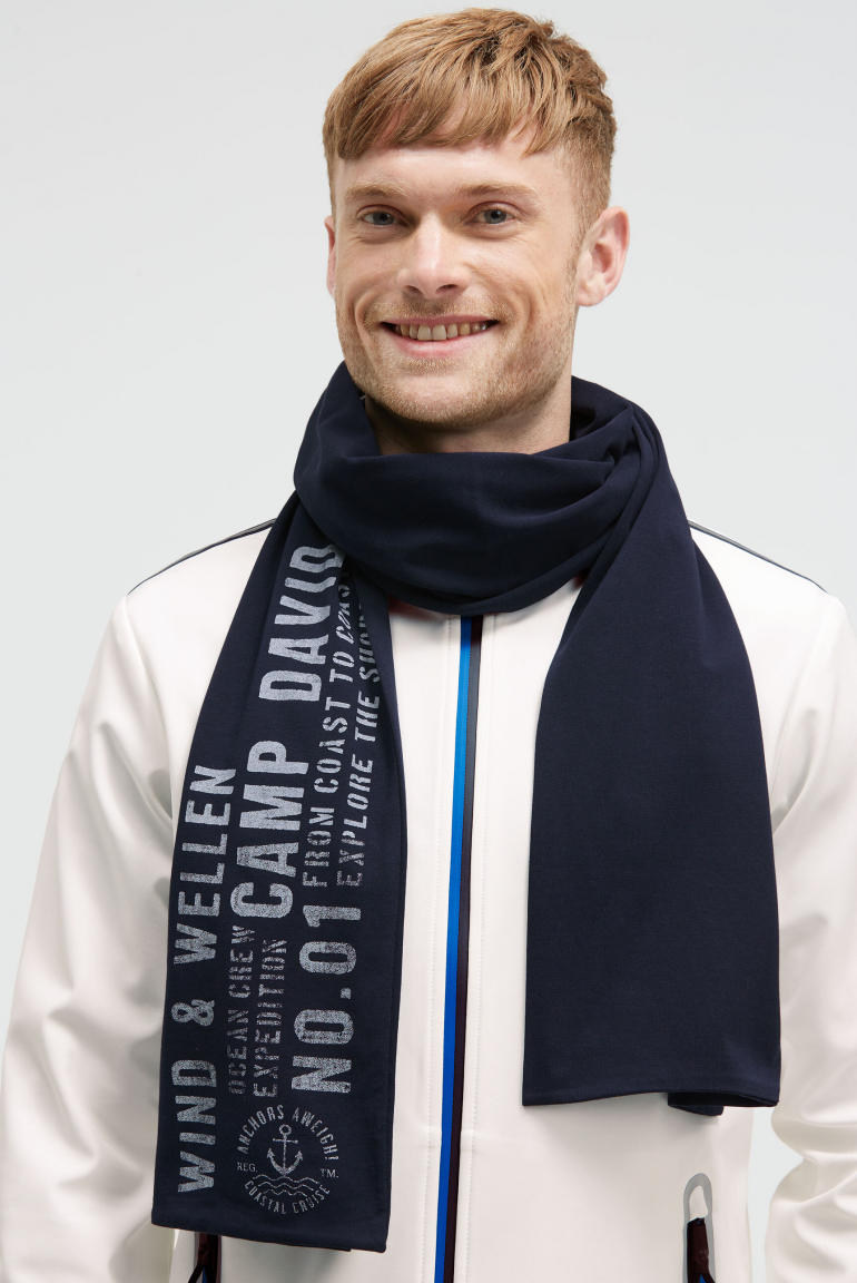 Schal aus Jersey mit Label Print blue navy
