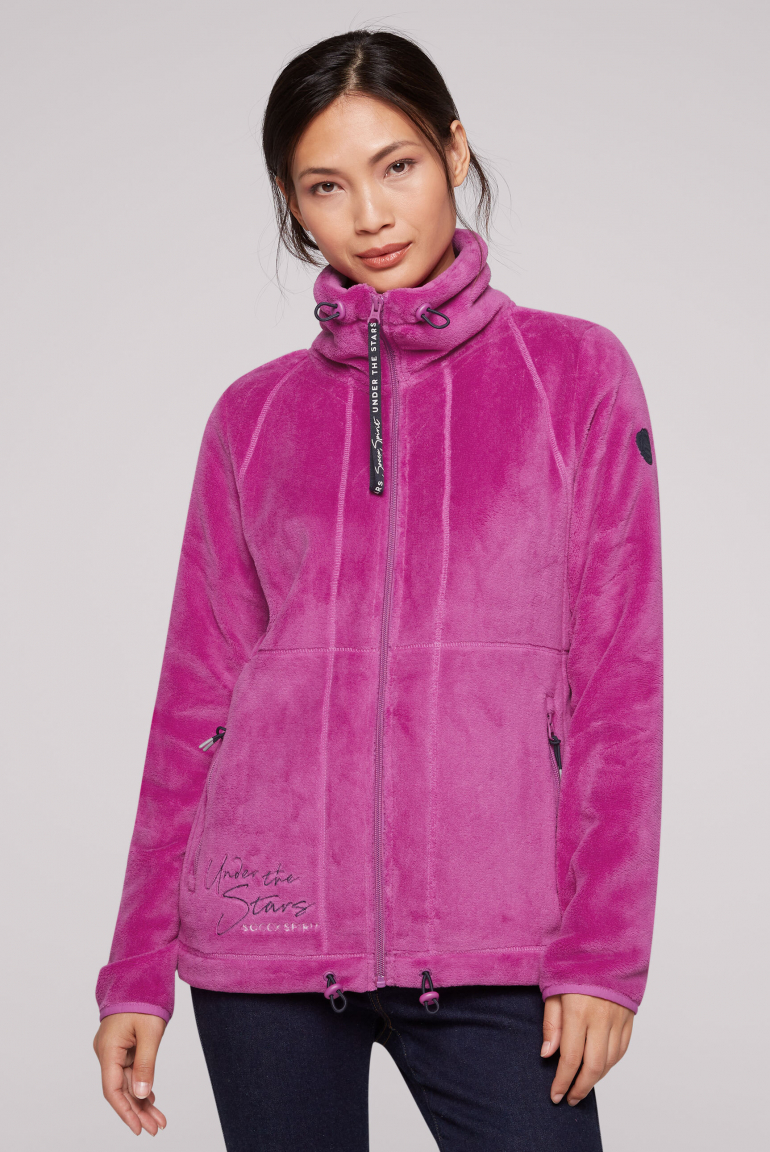 Sherpafleecejacke mit hohem Kragen iced berry