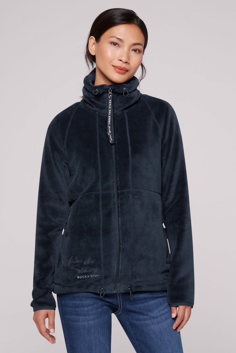 Sherpafleecejacke mit hohem Kragen blue navy